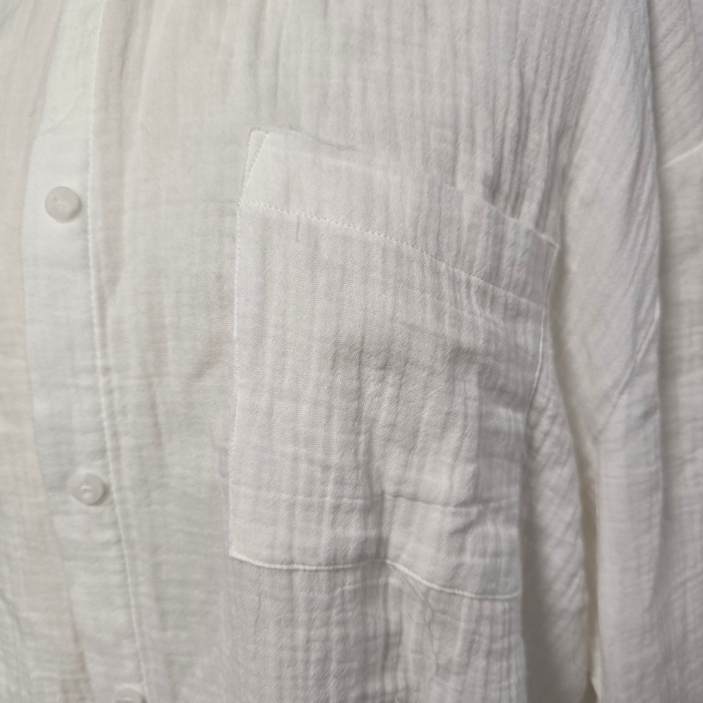 RSQ White 100% Cotton Button Down Shirt XL Pocket Top Beach Cover Up Resortwear - Picture 3 of 10
